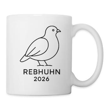 Rebhuhn Line Art – Vogel des Jahres 2026 Minimalis - Tasse - Weiß - Rechts