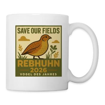 Save Our Fields – Rebhuhn Vogel des Jahres 2026  - Tasse - Weiß - Rechts