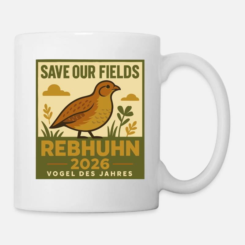 Save Our Fields – Rebhuhn Vogel des Jahres 2026 - Tasse - Weiß