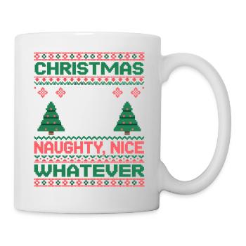 Weihnachts Pixel Sweat Naughty Nice Whatever - Tasse - Weiß - Rechts