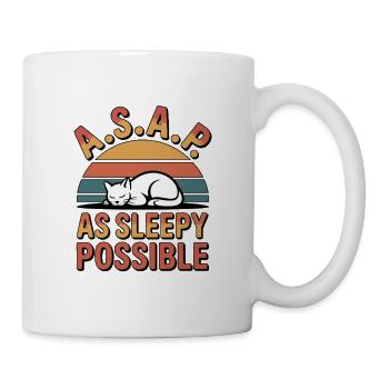 Asleep ASAP Cat Retro Sunset - Mug - white - Right