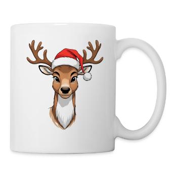 Reindeer with Santa hat - Mug - white - Right