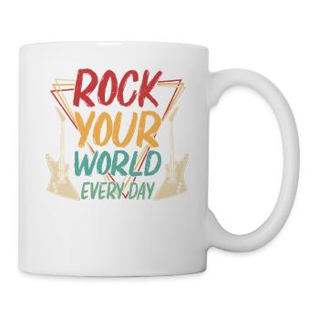 Rock Your World Every Day Musique Guitare Rock Band - Mug blanc - blanc - Droite