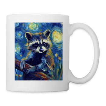 Waschbär Raccoon Van Gogh Style Starry Night - Mug - white - Right