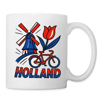 Holland windmill tulip bicycle - Mug - white - Right