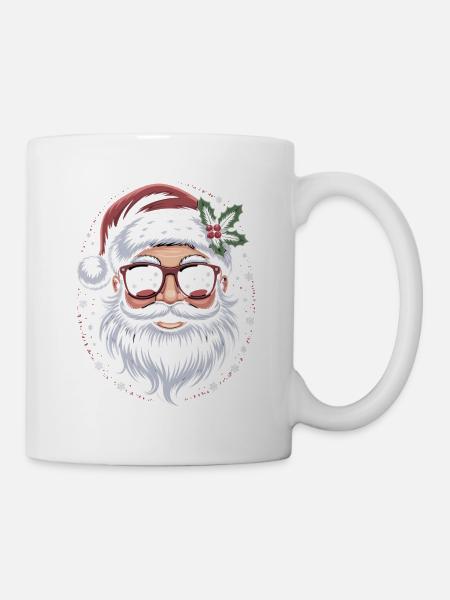Hipster Santa mit Sonnenbrille - Tasse - Weiß