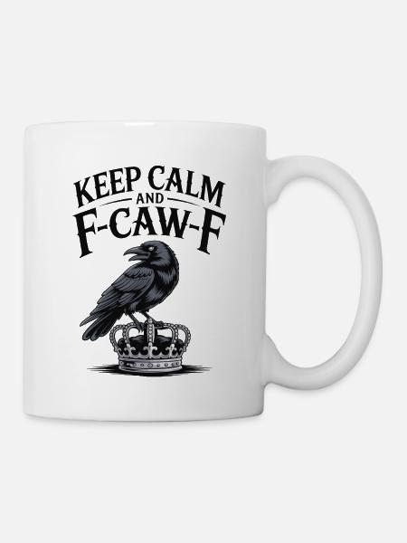 F-Caw-F Couronne Corbeau Imprimer - Mug blanc - blanc