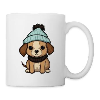 Hund Winter Tier Baby Comic - Tasse - Weiß - Rechts