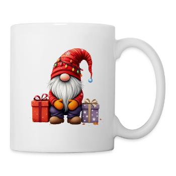 Weihnachtswichtel Mit Geschenken Und Lichter - Tasse - Weiß - Rechts