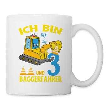 Excavatrice d’anniversaire 3 ans Excavatrice Cadeau de fête - Mug blanc - blanc - Droite