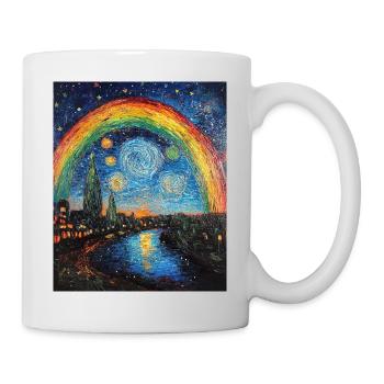 Arc-en-ciel de style Van Gogh Nuit étoilée - Mug blanc - blanc - Droite