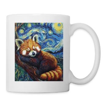 Red Panda Bear Van Gogh Style Starry Night - Mug - white - Right
