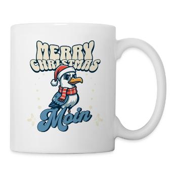 Merry Christmas Moin - Seagull with Santa Hat - Mug - white - Right