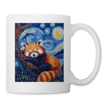 Red Panda Bear Van Gogh Style Starry Night - Mug - white - Right