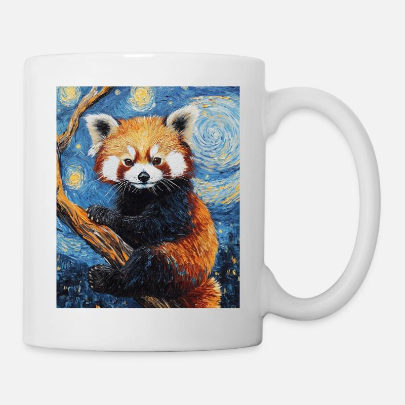 Roter Panda Bär Van Gogh Style Starry Night - Tasse - Weiß
