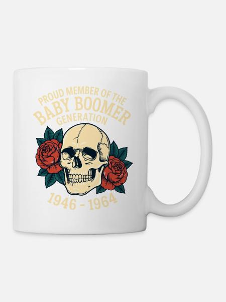 Baby Boomer Skull Roses - Tasse - Weiß