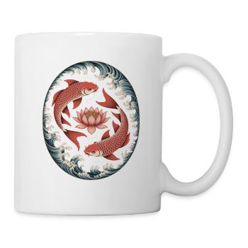 Poisson koï et fleur de lotus dans l’art des vagues - Mug blanc - blanc - Droite