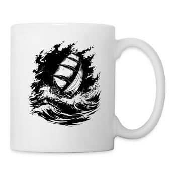Illustration artistique de voile marin - Mug blanc - blanc - Droite