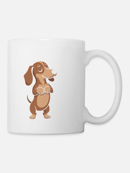 Dackel Cartoon Nö Lustiger Hund Spruch - Tasse - Weiß