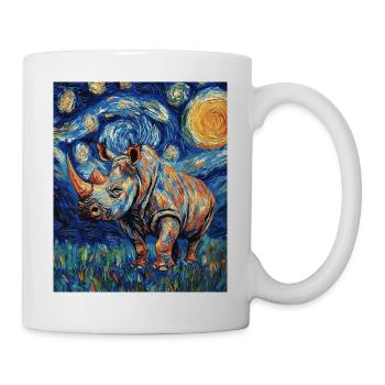 Nashorn Rhino Van Gogh Style Starry Night - Mug - white - Right