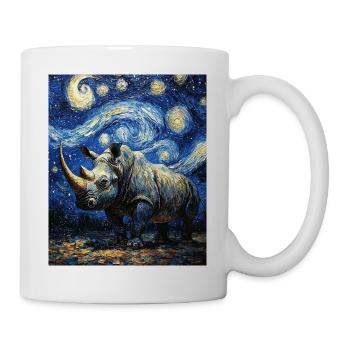 Nashorn Rhino Van Gogh Style Starry Night - Mug - white - Right