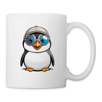 Pinguin mit Helm und Brille - Tasse - Weiß - Rechts