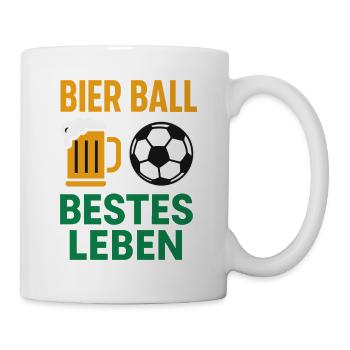 Bier Ball Bestes Leben – Fußballfan Design - Tasse - Weiß - Rechts