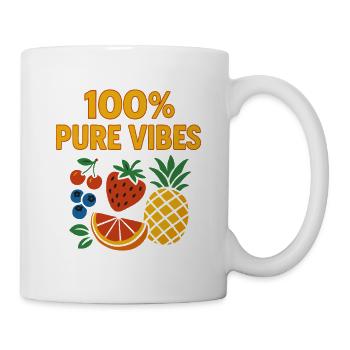 100% Pure Vibes – Fruchtiges Design - Tasse - Weiß - Rechts