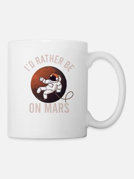 Mars Planet Space Vintage Rocket - Mug - white