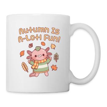 Cute Axolotl Autumn Is A Lotl Fun Fall Leaves - Mug - white - Right