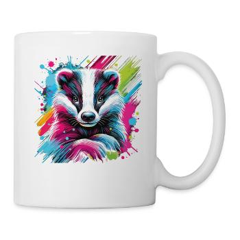 Neon Dachs Splash Kunst - Tasse - Weiß - Rechts
