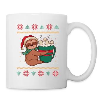 Faultier braucht warme Milch – Lustige Weihnachten - Tasse - Weiß - Rechts
