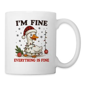 Weihnachtsente mit Lichterkette - Tasse - Weiß - Rechts