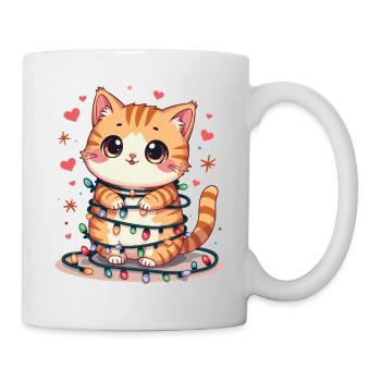 Weihnachtskatze - Tasse - Weiß - Rechts