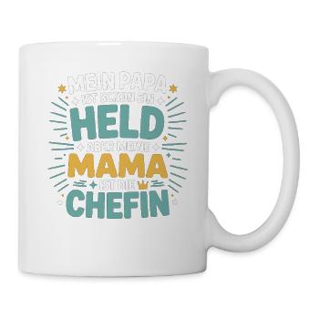 Mein Papa ist Held – aber Mama ist die Chefin - Mug - white - Right