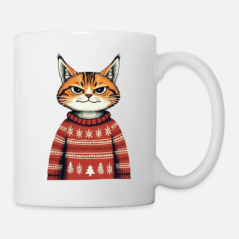 Weihnachtskatze - Tasse - Weiß