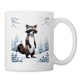 Winterlicher Waschbär im Wald - Tasse - Weiß - Rechts