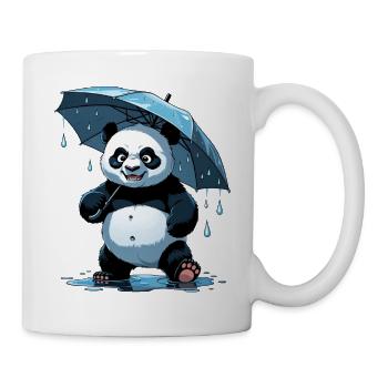 Panda Unter Regenschirm - Tasse - Weiß - Rechts