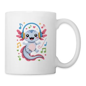 Kawaii Axolotl with Headphones and Musical Notes - Mug - white - Right