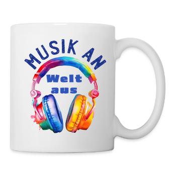 Music On - World Off - Casque - Cadeau Musicien - Mug blanc - blanc - Droite