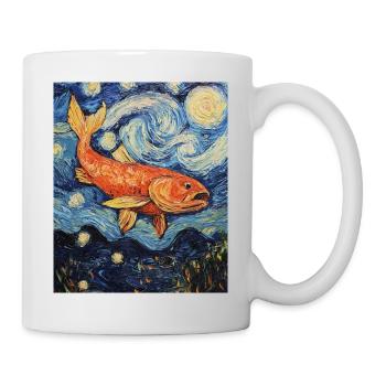 Poisson Koi Karfen Van Gogh Style Nuit étoilée - Mug blanc - blanc - Droite