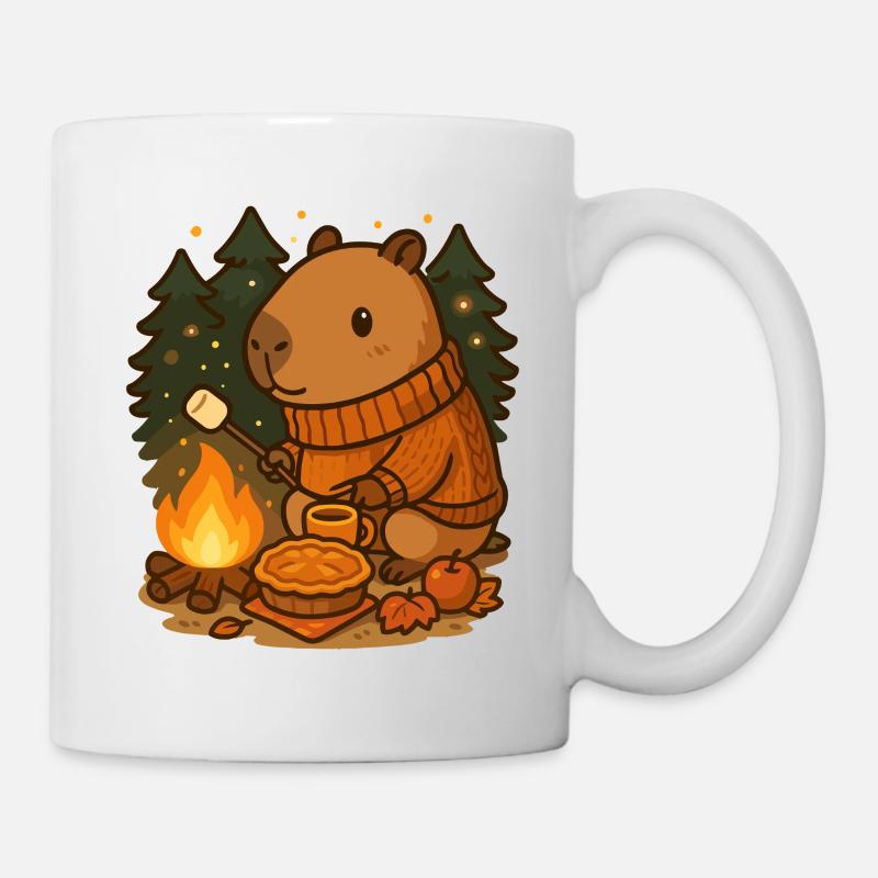 Capybara Campfire – Cozy Nights & Autumn Mood - Mug - white