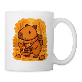 Capybara in the forest – Cozy autumn walk - Mug - white - Right