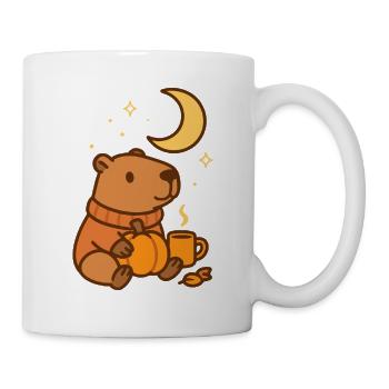 Capybara mit Kürbis – Cozy Autumn Vibes - Tasse - Weiß - Rechts