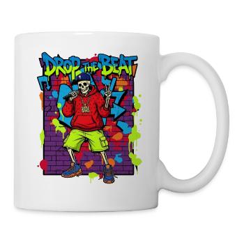 Drop the Beat – Skeleton Rapper Graffiti Streetwear - Mug - white - Right
