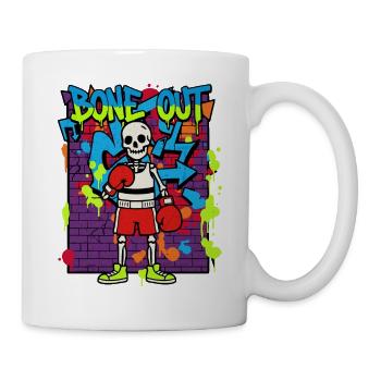 Bone Out Skeleton Boxer Graffiti Streetwear 90s - Mug - white - Right