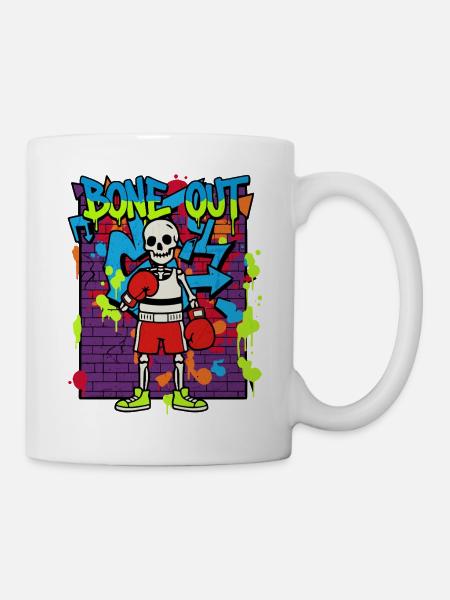 Bone Out Skelett Boxer Graffiti Streetwear 90er - Tasse - Weiß