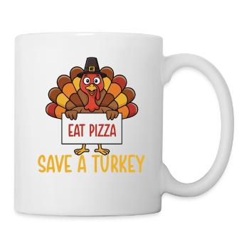 Sauver une dinde manger une pizza drôle d’automne - Mug blanc - blanc - Droite