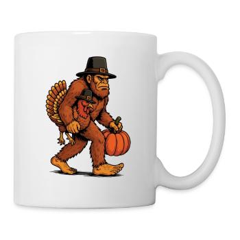 Bigfoot trägt Truthahn Thanksgiving Humor - Tasse - Weiß - Rechts