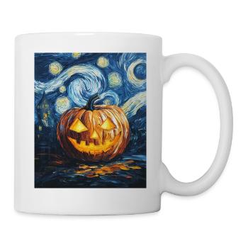 Kürbis Halloween Van Gogh Style Starry Night - Tasse - Weiß - Rechts